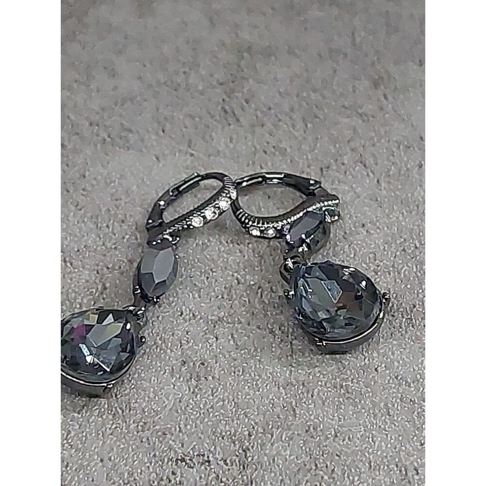 Givenchy Signed Black Rhinestone Drop Earrings